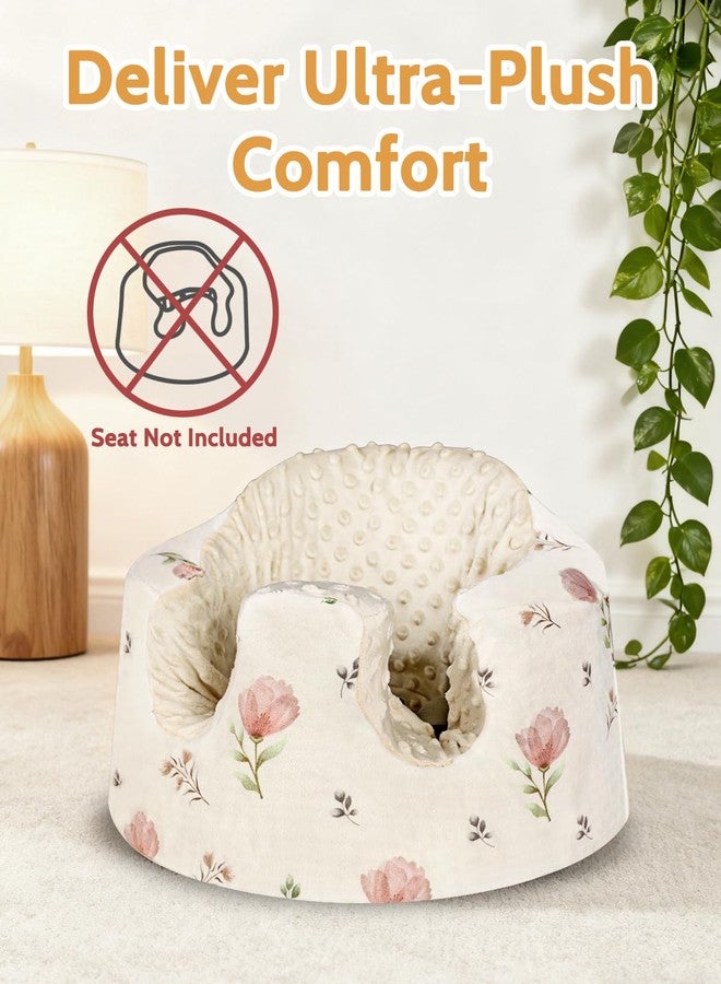 SWESEN Seat Cover Compatible with Bumbo and Nuby Seats, Ultra Soft Minky Bumbo Floor SeatCover, Removable Cover for Baby-Seat, Easy to Install & Remove, Seat Not Included(Floral) - Image 2