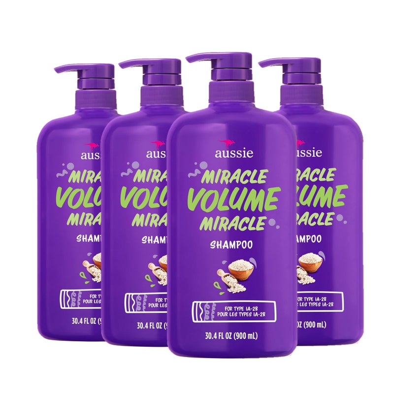 Aussie Miracle Volume Shampoo, Paraben-Free, Volumizing, 30.4 oz, 4-pack - Image 1