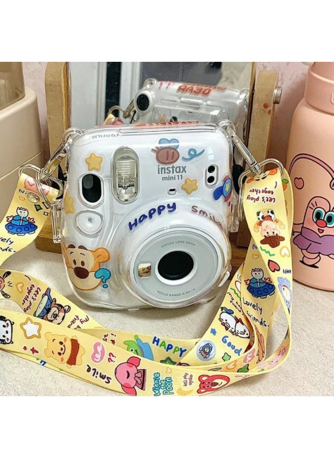 ماركة غير محددة حافظة واقية لكاميرا Fuji/Camera حافظة كريستالية شفافة حزام كروس لطيف اللون: Mini11 حقيبة صور نمط ويني ذا بوه حافظة واقية  - Image 1