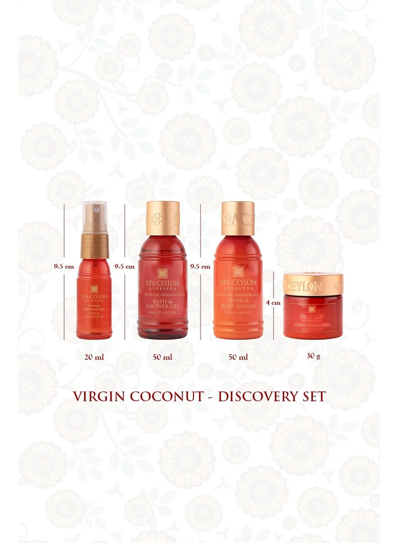 SPA CEYLON Sensual Sandalwood Discovery Set | Travel Size Body Care Set for All Skin Types | Body & Pillow Mist 20ml, Bath & Shower Gel 50ml, Body Lotion 50ml, Body Scrub 30g | Gift Set - Image 2