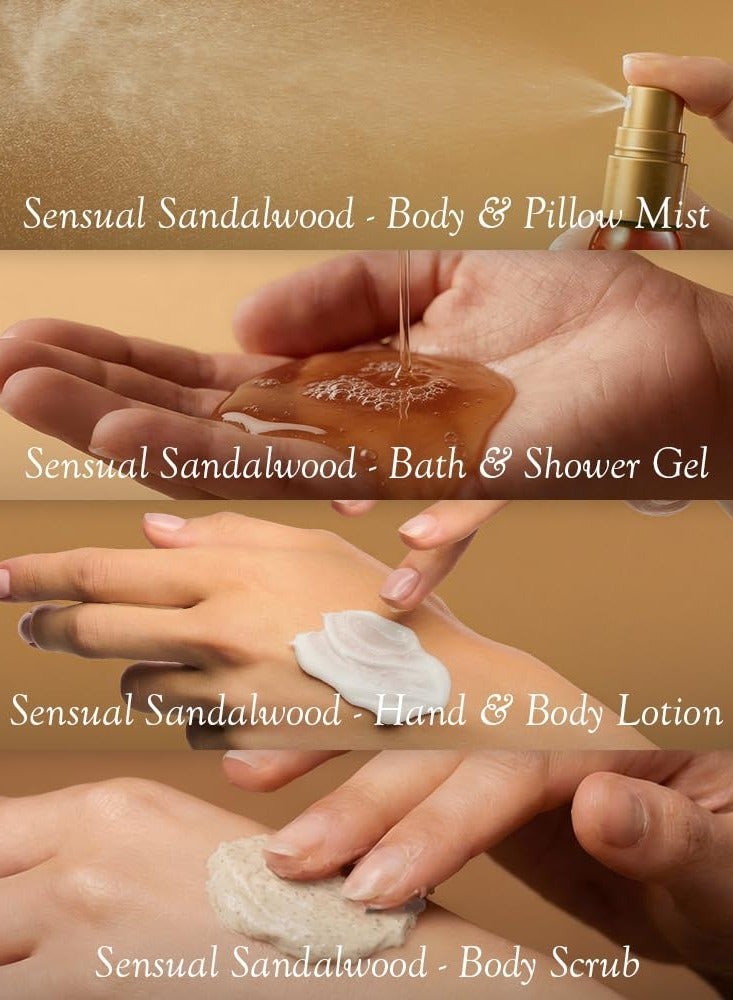 SPA CEYLON Sensual Sandalwood Discovery Set | Travel Size Body Care Set for All Skin Types | Body & Pillow Mist 20ml, Bath & Shower Gel 50ml, Body Lotion 50ml, Body Scrub 30g | Gift Set - Image 5