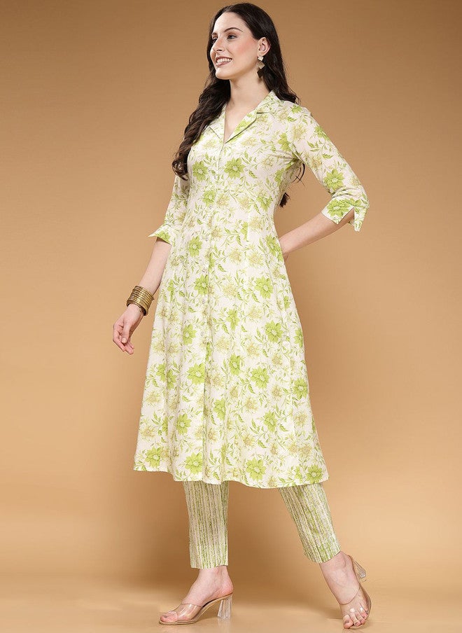 LARGISH Women Floral Printed Tunic and Trousers Co-Ords Set - Image 5