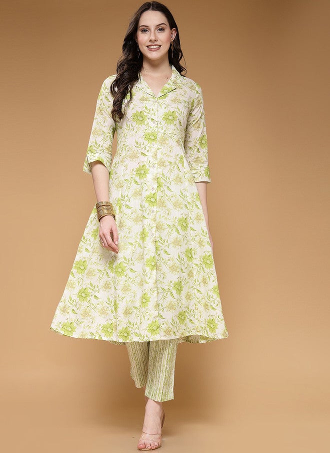LARGISH Women Floral Printed Tunic and Trousers Co-Ords Set - Image 1