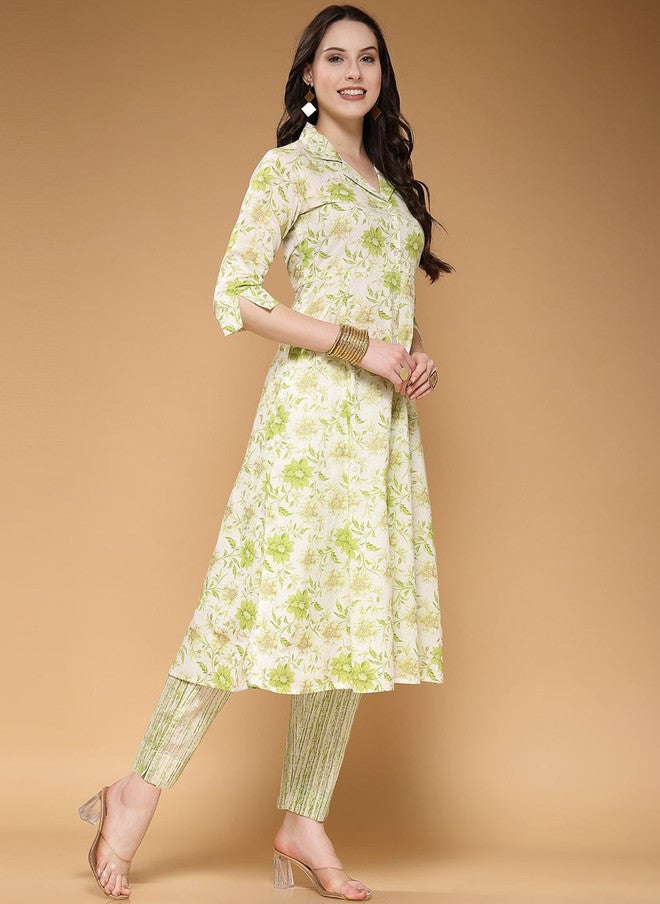 LARGISH Women Floral Printed Tunic and Trousers Co-Ords Set - Image 4