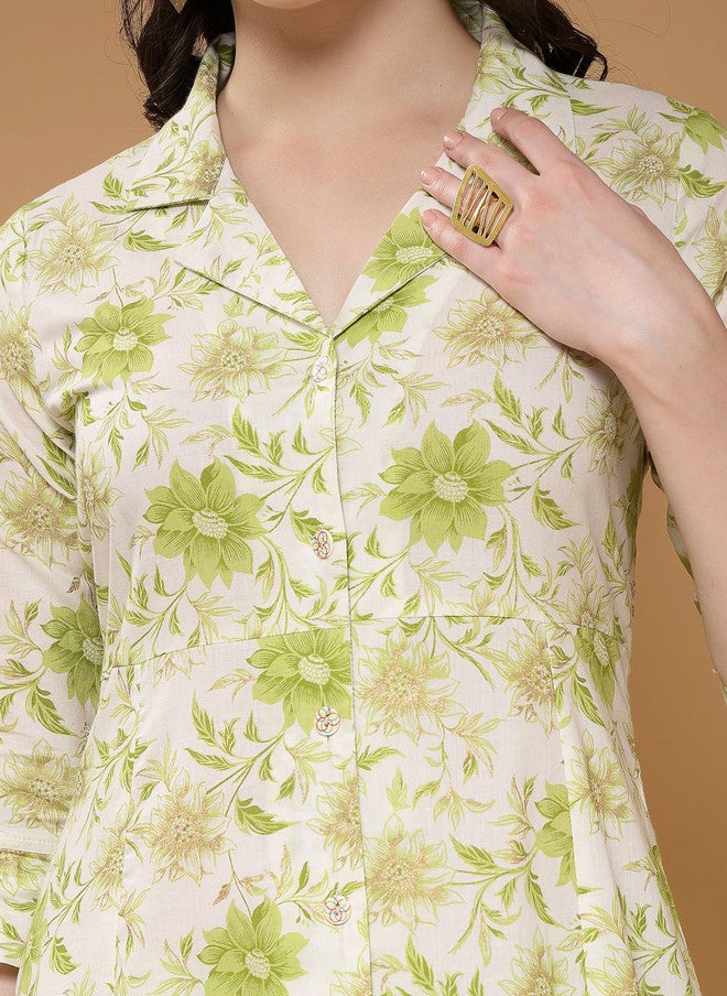 LARGISH Women Floral Printed Tunic and Trousers Co-Ords Set - Image 2