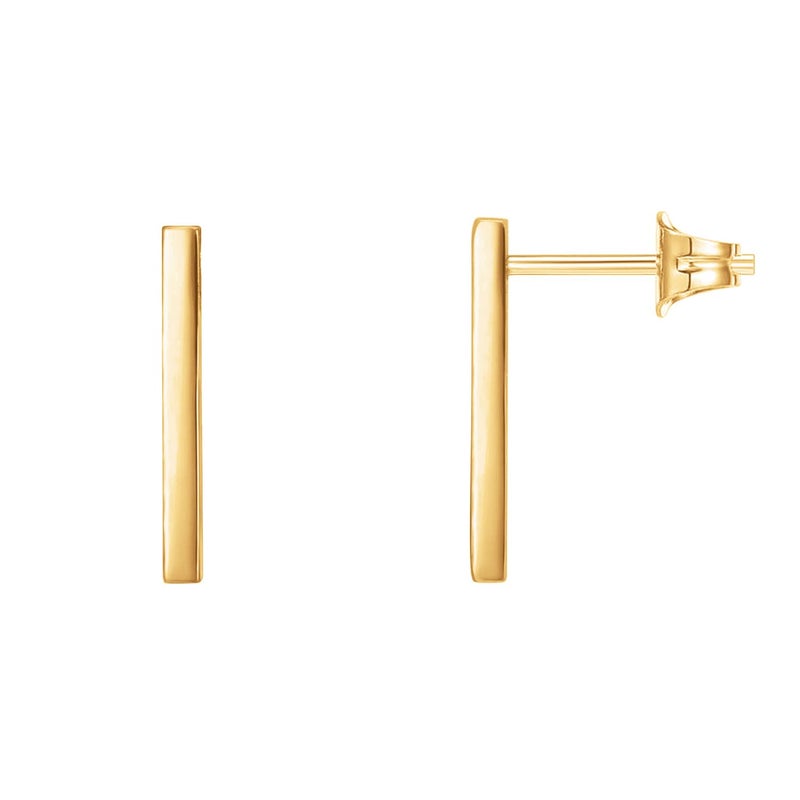 PAVOI 14K Yellow Gold Plated Sterling Silver Post Dainty Mini Bar Stud Earrings | Gold Earrings for Women | Short - Image 1