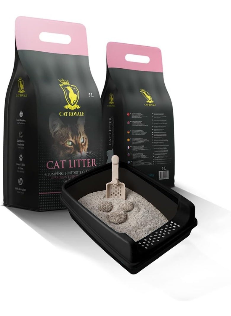 Cat Royale Powder Scent Clumping Cat Litter, 5 L, Natural Bentonite, 99.5% Dust Free, Fast Firm Clumps, High Absorption, Low Tracking, Long Lasting Freshness - Image 2