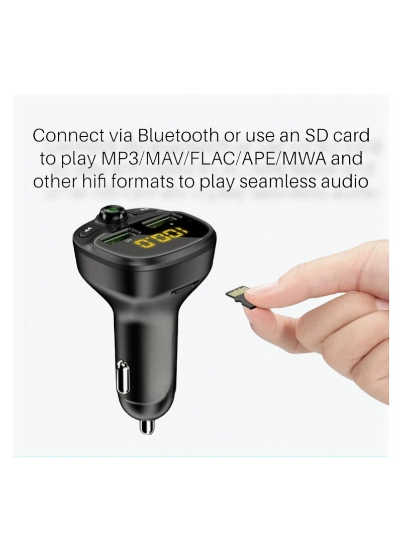 Generic - Dual USB Bluetooth FM Car Transmitter, Transmitter with LED Car Voltage Display Handsfree Bluetooth Car Radio Adapter MP3 Player Car Kit Car Audio Adapter for TF Card/USB Flash Drive - Image 1