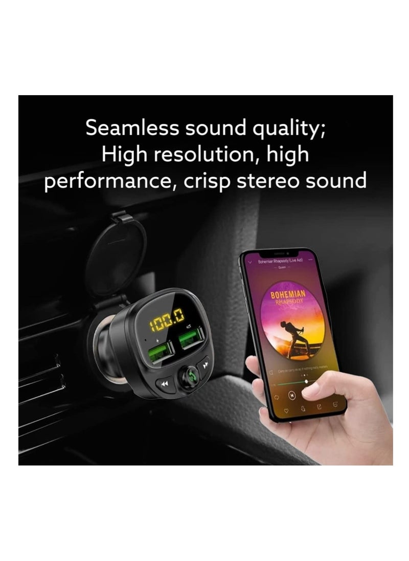 Generic - Dual USB Bluetooth FM Car Transmitter, Transmitter with LED Car Voltage Display Handsfree Bluetooth Car Radio Adapter MP3 Player Car Kit Car Audio Adapter for TF Card/USB Flash Drive - Image 1