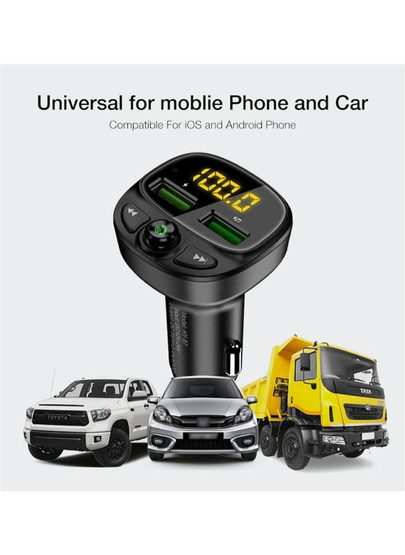 Generic - Dual USB Bluetooth FM Car Transmitter, Transmitter with LED Car Voltage Display Handsfree Bluetooth Car Radio Adapter MP3 Player Car Kit Car Audio Adapter for TF Card/USB Flash Drive - Image 1