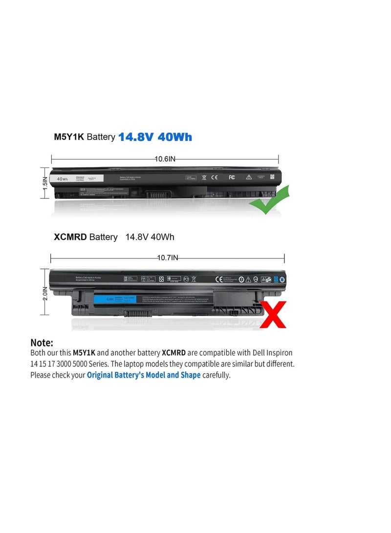Terabyte 40WH M5Y1K HD4J0 Battery Compatible with Dell Inspiron 15 3551 3552 3558 5558 5559 14 3451 3452 3458 17 5755 5756 5758 5759 INS14UD-1328W 1528B Vostro 3458 3558 GXVJ3 VN3N0 991XP M5YIK 453-BBBQ P60G - Image 4