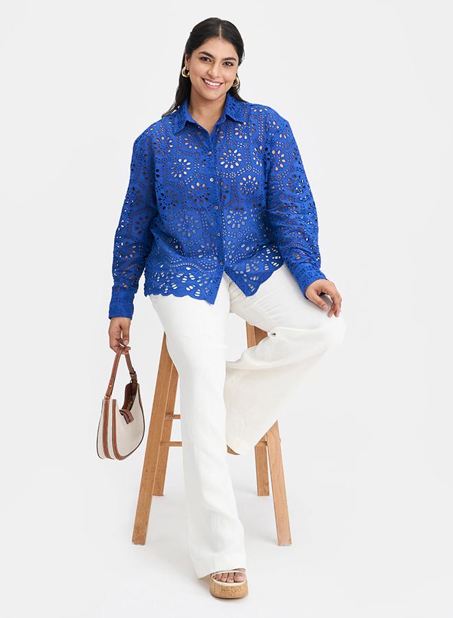 Virgio VIRGIO 100% Cotton Boxy Schiffli Shirt  - Image 1