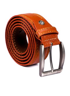 Andora Length Stitching Details Textured Men Belt - Havana  - Image 1