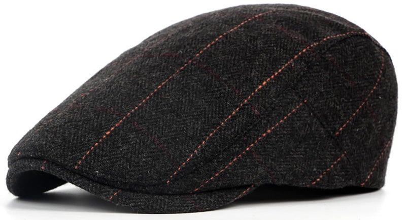 Xinveen Men's Newsboy Hats Winter Flat Ivy Gatsby Cap Irish Cabbie Ivy Driving Hunting Hat Black - Image 1