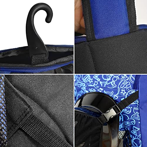 PHINIX Baseball, T-ball or Softball Backpack Holds Bat helmet Glove with Fence Hook (Blue) - Image 5