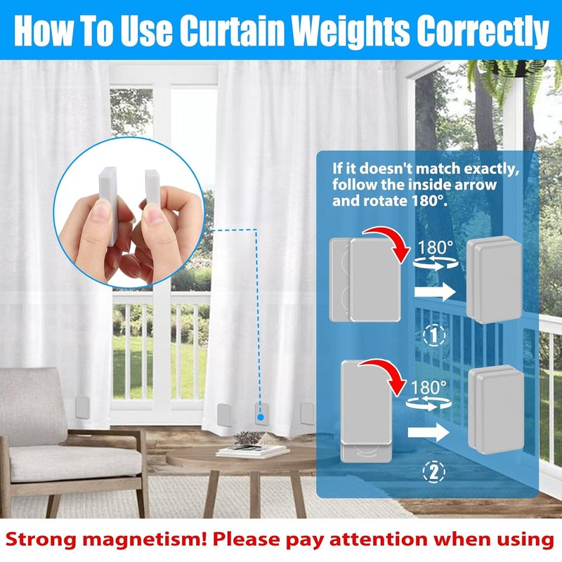 ANGAR 36pcs Outdoor Curtain Weights, Waterproof Magnetic Curtain Weights, Heavy Drapery Weights Bottom, Weighted Magnets for Heavy Wind, Shower Curtain, Garden Flag, Tablecloth (Gray) - Image 5