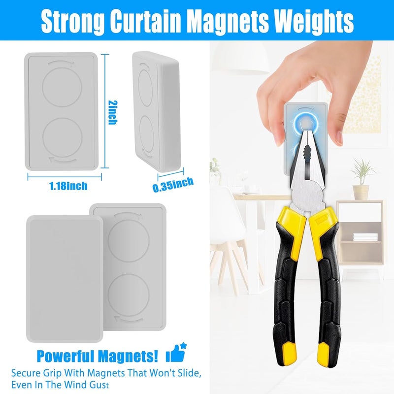 ANGAR 36pcs Outdoor Curtain Weights, Waterproof Magnetic Curtain Weights, Heavy Drapery Weights Bottom, Weighted Magnets for Heavy Wind, Shower Curtain, Garden Flag, Tablecloth (Gray) - Image 3
