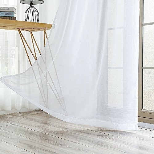 Anjee White Sheer Curtains 96 inches Long 4 Panels Rod Pocket Voile Sheer Christmas Curtains Privacy Protection Translucency Window Drapes for Living Room Bedroom Dining Room Party,52 x 96 Inch - Image 5