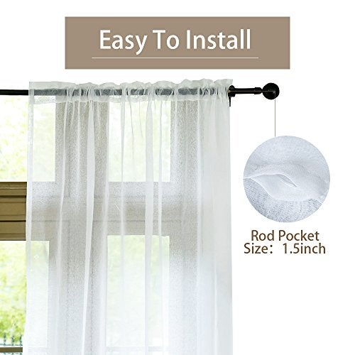 Anjee White Sheer Curtains 96 inches Long 4 Panels Rod Pocket Voile Sheer Christmas Curtains Privacy Protection Translucency Window Drapes for Living Room Bedroom Dining Room Party,52 x 96 Inch - Image 2