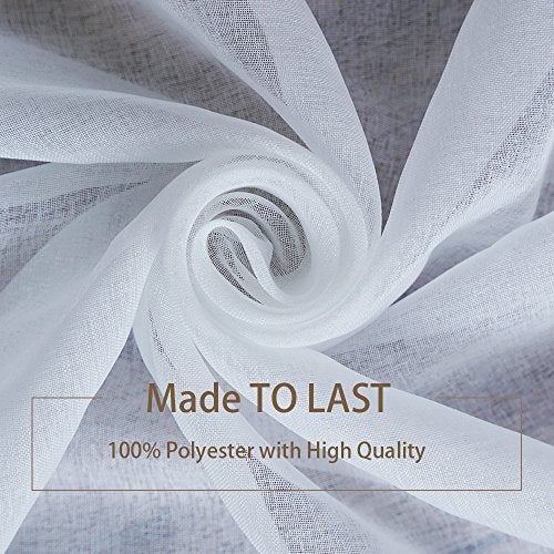Anjee White Sheer Curtains 96 inches Long 4 Panels Rod Pocket Voile Sheer Christmas Curtains Privacy Protection Translucency Window Drapes for Living Room Bedroom Dining Room Party,52 x 96 Inch - Image 3