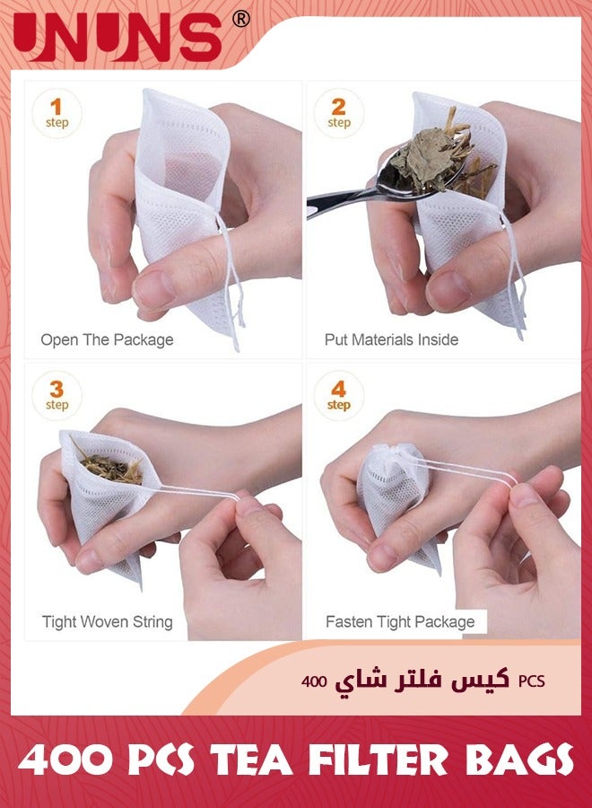 UNUNS Disposable Tea Filter Bags,400pcs Safety And Environmental Food-grade Drawstring Tea Bags,Natural Tea Filter Bags For Loose Tea,Tea Strainer Suitable For Tea Coffee Spice Herbs,8x10cm  - Image 3