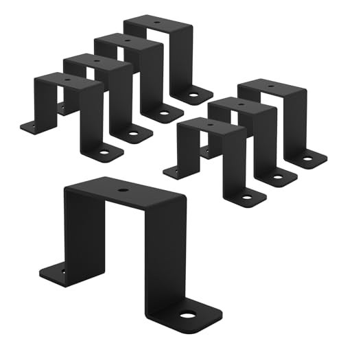 Wpbhk 8Pcs Square Tube Strap Clamp Black Deck Fence Post Tie BracketUShaped Pipe Clamp Bracket for 2x2 Square Pipe Powder Coated Black - Image 1