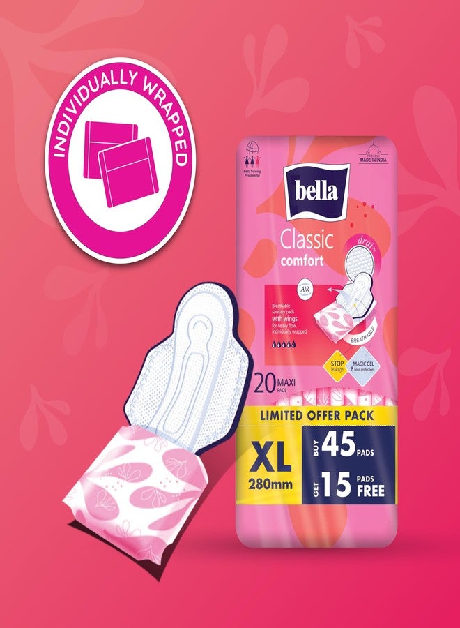 Bella Classic Comfort Maxi Drai Sanitary Pads, 45 Pads + 15 Pads Free - Image 3
