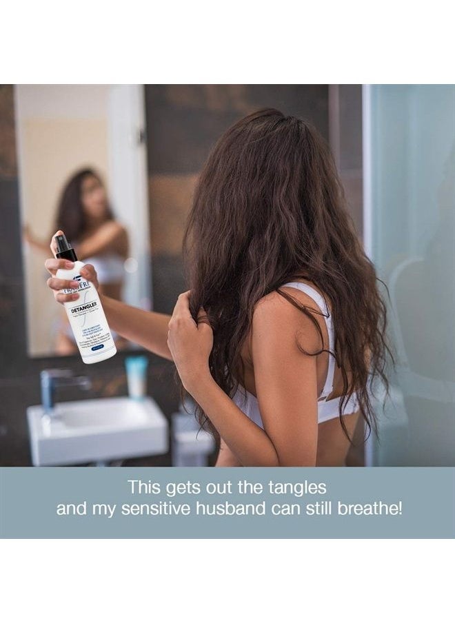 FRAGFRE Hair Detangler Spray 8 oz - Leave in Conditioner for Sensitive Skin and Scalp - Styling Heat Protectant Spray - Fragrance Free Paraben Free Hypoallergenic - Gluten Free Vegan Cruelty Free  - Image 2