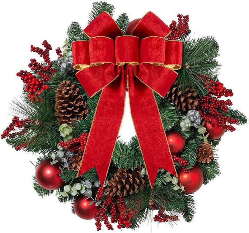 Utehilly 3pcs Large Christmas Bows Velvet Red Bows Holiday Red Christmas Bows Decorations for Wreath Velvet Bows Decor for Christmas Tree Topper, Front Door, Outdoor(14 * 12 inch) - Image 3