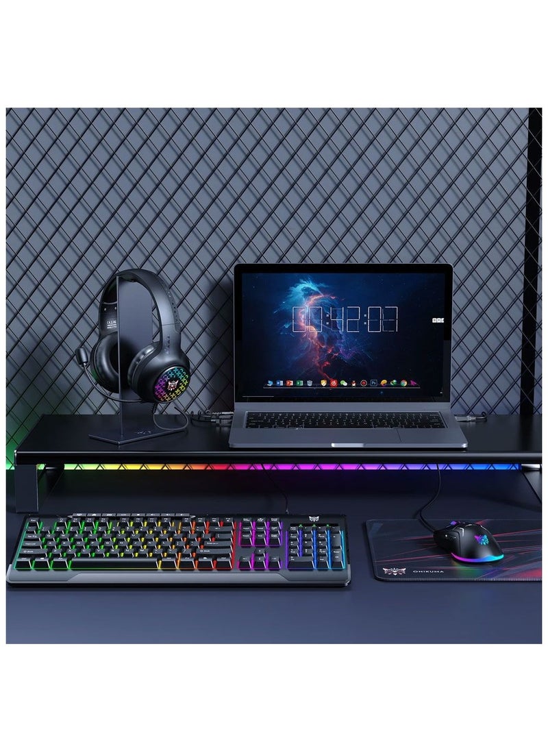 onikuma ONIKUMA TZ5006 5 in 1 Combo Gaming Set with Keyboard Mouse Headset Stand and Mousepad  - Image 2
