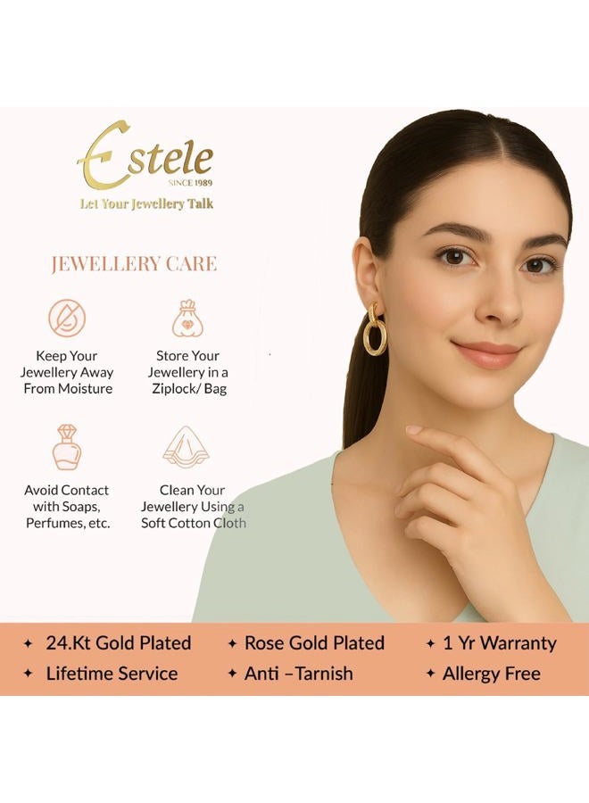 Estele Gold Cream Metal Brass Sophisticated Real Pearl Drop Studs For Women - Image 4