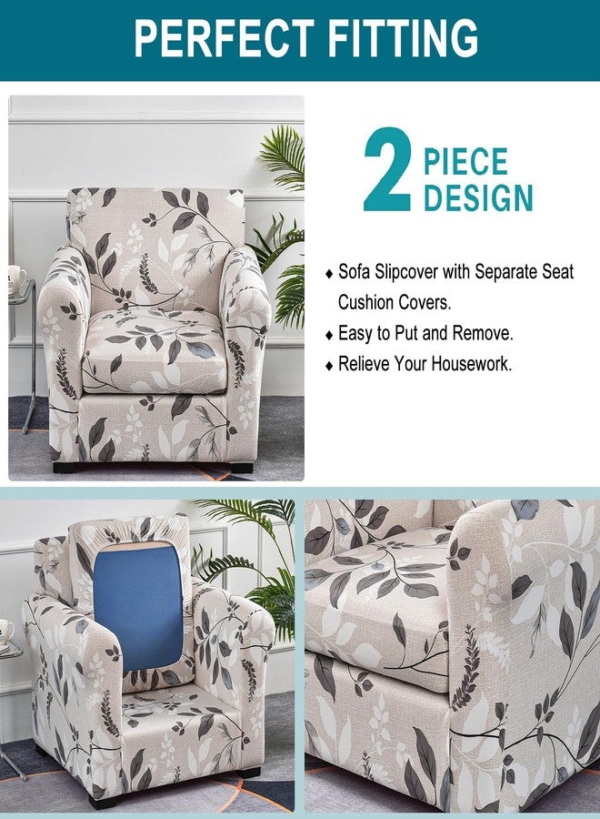 KRFOONN 2 Piece Chair Covers Printed Sofa Covers Couch Covers Washable Armchair Sofa Couch Slipcover Furniture Protector with Elastic Bottom for Living Room (Armchair, 50) - Image 2