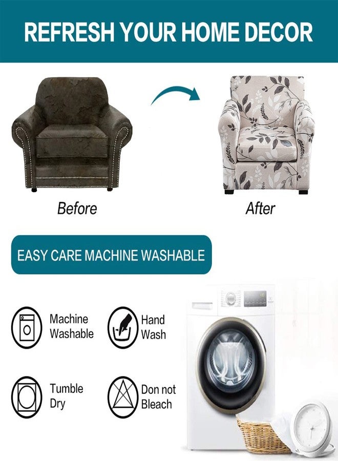 KRFOONN 2 Piece Chair Covers Printed Sofa Covers Couch Covers Washable Armchair Sofa Couch Slipcover Furniture Protector with Elastic Bottom for Living Room (Armchair, 50) - Image 4