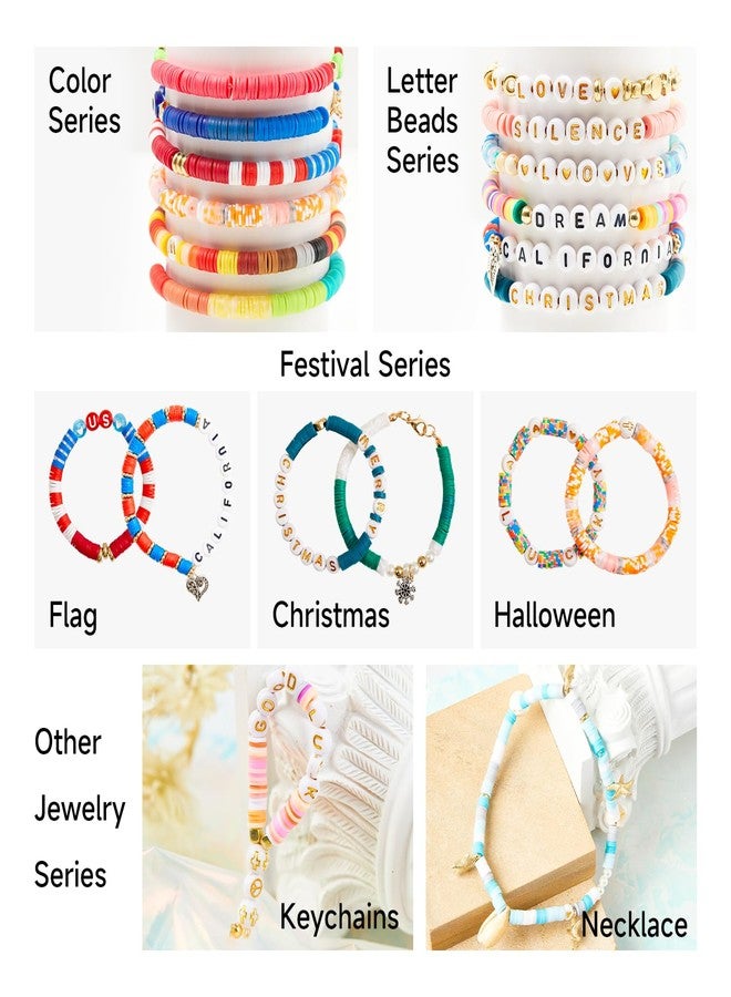 INSCRAFT 11000 Pcs Clay Beads for Bracelet Making Kit, 48 Colors Flat Round Polymer Clay Beads, Friendship Bracelet Kit Heishi Beads for DIY Jewelry Making, Crafts Gift for Girls Teen Ages 6-12 - Image 4