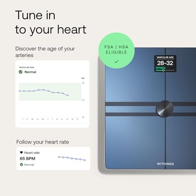 Withings Body Comp Scale For Body Weight And Complete Body Analysis, Wi-Fi & Bluetooth, Baby Digital Scale, Accurate Visceral Fat, Heart Health, Scales Compatible With Apple - Image 3