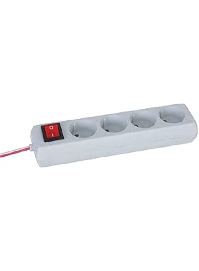 Power Strip 4 Plugs - Cable 2 M, White