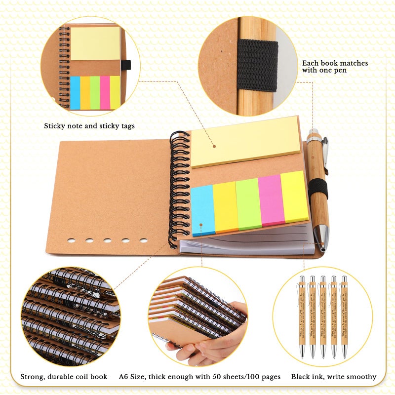 Jetec 50 Sets Inspirational Notebooks Bulk Christmas Employee Appreciation Gifts Spiral Notebook with Sticky Notepad Bamboo Pens for Xmas Thanksgiving Coworker Student Nurse Staff (Difference Maker) - Image 3