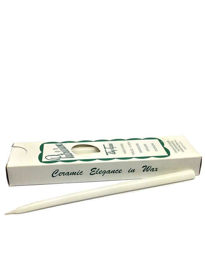 Patrician (10in Tall x 1/2'' Diameter) White Hand Dipped Skinny Taper Candles, Set of 12 - Image 1