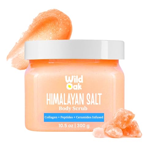 WILD OAK WildOak Himalayan Salt Scrub | 300gm | with Probiotics, Collagen, Peptides, Ceramides & Stem Cells | Tan Removal | Lightens Dark Area Like Neck & Elbows | Smoothen Bumpy Legs & Hands | Salt Body Scrub - Image 1