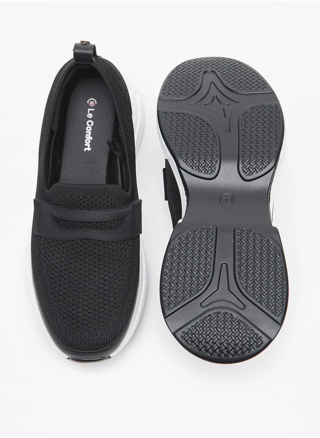 لو كونفورت Textured Slip-On Sneakers with Pull Tab