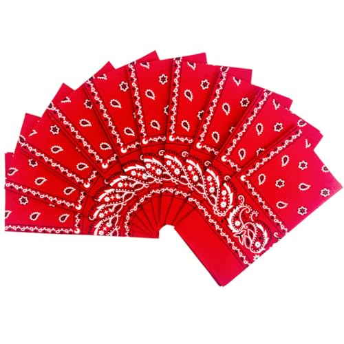 Vamqor 100% Cotton 10 Pack Fine Bandanas（Red） - Image 1