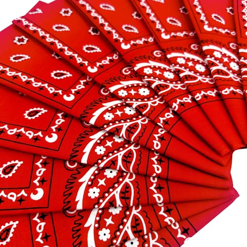 Vamqor 100% Cotton 10 Pack Fine Bandanas（Red） - Image 4