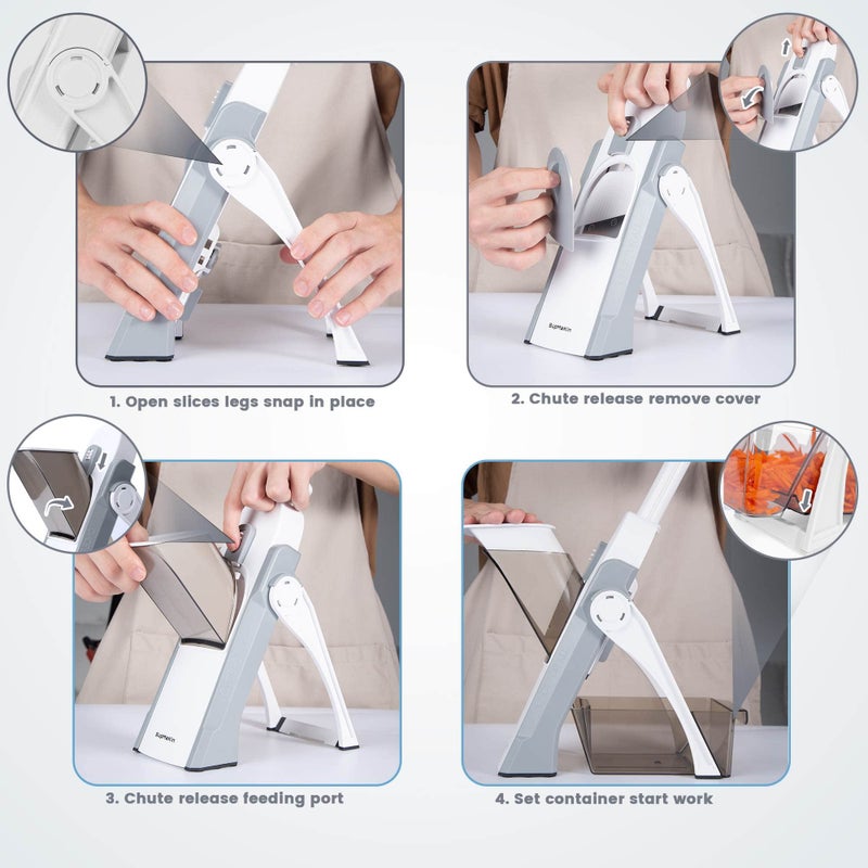 SUPMAKIN Safe Mandoline Slicer, Adjustable Vegetable Food Slicer and Chopper, Potato Fries Fry Cutter, Veggie Salad Chopper, New Kitchen Chopping Artifact Gifts 2024 - Image 5