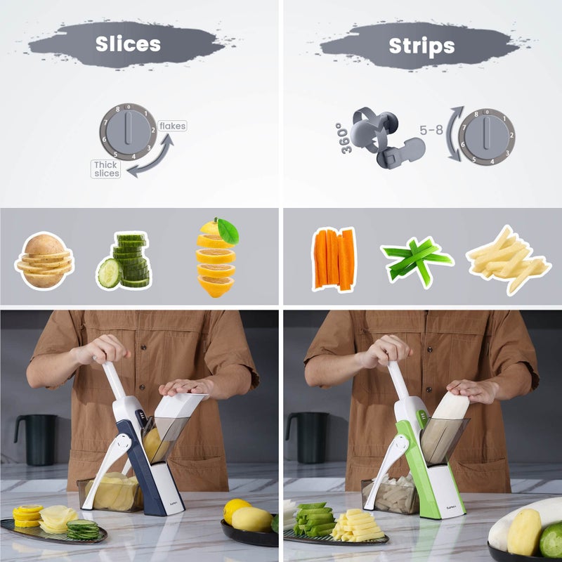 SUPMAKIN Safe Mandoline Slicer, Adjustable Vegetable Food Slicer and Chopper, Potato Fries Fry Cutter, Veggie Salad Chopper, New Kitchen Chopping Artifact Gifts 2024 - Image 3