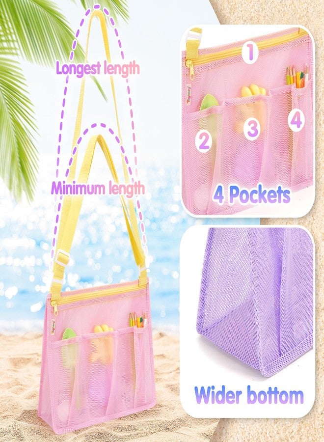 Tagitary Beach Toys Mesh Beach Bags with Zipper, Kids Pool Sand Toys Seashell Crossbody for Boys and Girls Summer Vacation Essentials - Image 3