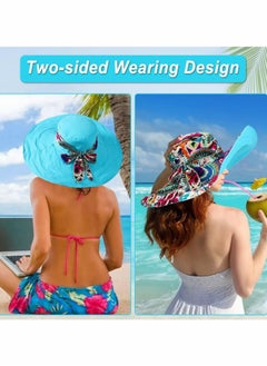 Y&D Womens Beach Hat Floppy Reversible Big Sun Wide Brim Fedora SPF UPF 50+Beach Bucket Packable Large  - Image 2