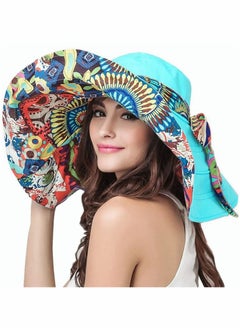 Y&D Womens Beach Hat Floppy Reversible Big Sun Wide Brim Fedora SPF UPF 50+Beach Bucket Packable Large  - Image 1