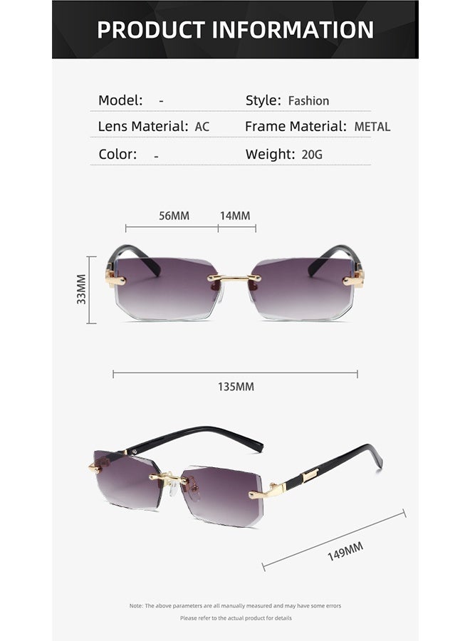 New Rimless Fashion Trend Sunglasses Personalized Sunglasses UV Protection Unisex，comes with a glasses case and a glasses cleaning cloth - Image 5
