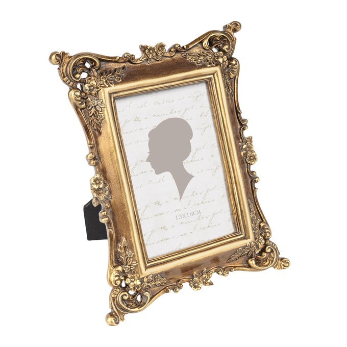 VINTAGE PICTURE FRAME 5X7 INCH ANTIQUE PHOTO FRAMES WITH GLASS FRONT 13X18 CM ORNATE PHOTO DISPLAY TABLETOP WALL HANGING GIFT IDEAS SHARP CORNER DESIGN