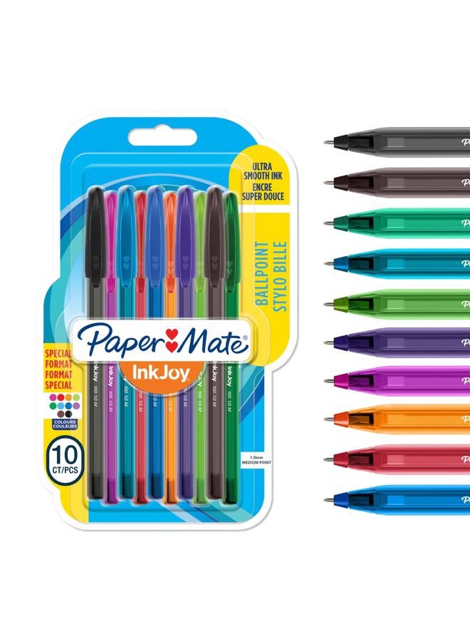 Paper Mate InkJoy 100ST Ballpoint Pens | Medium Point (1.0mm) | Fun Colours | 10 Count - Image 1